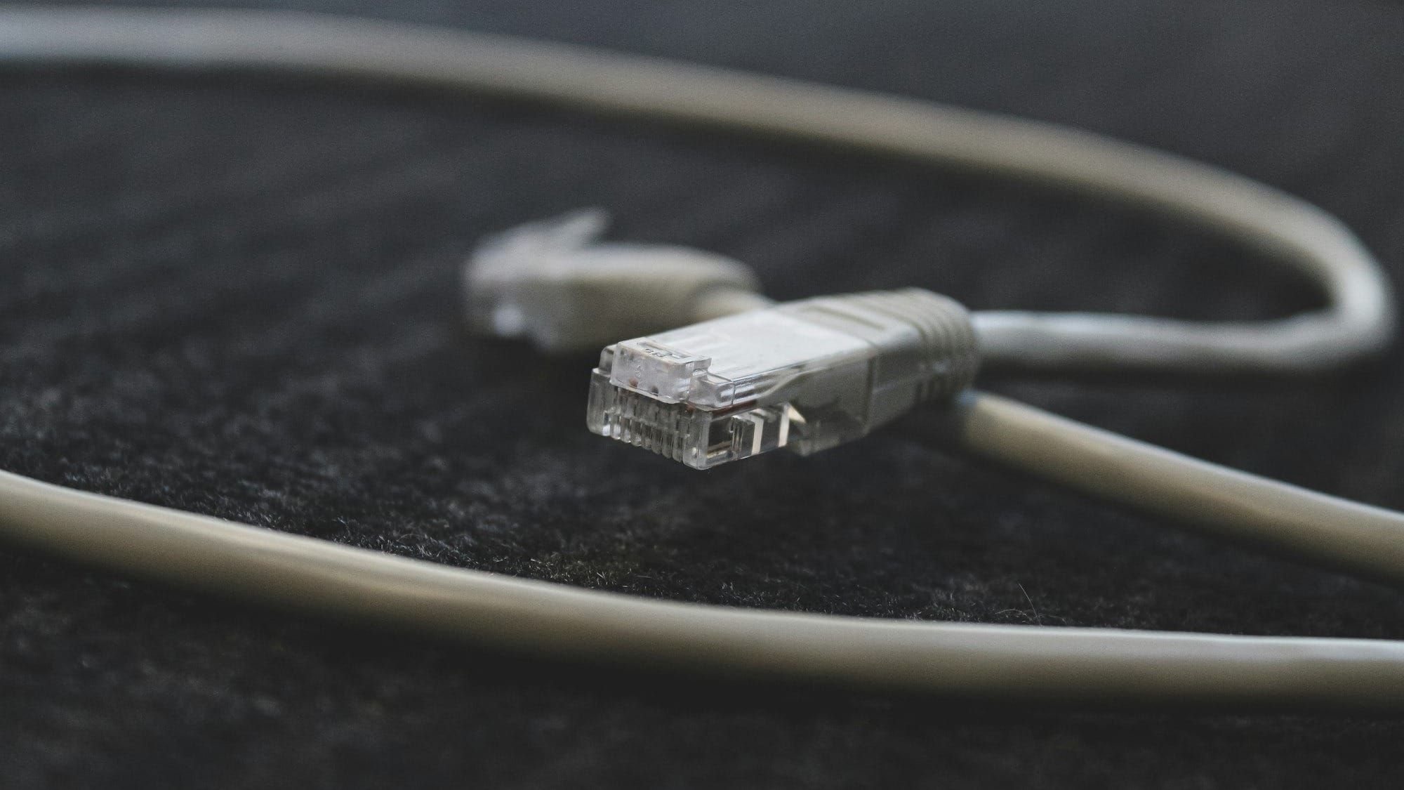 A close up of an ethernet cable