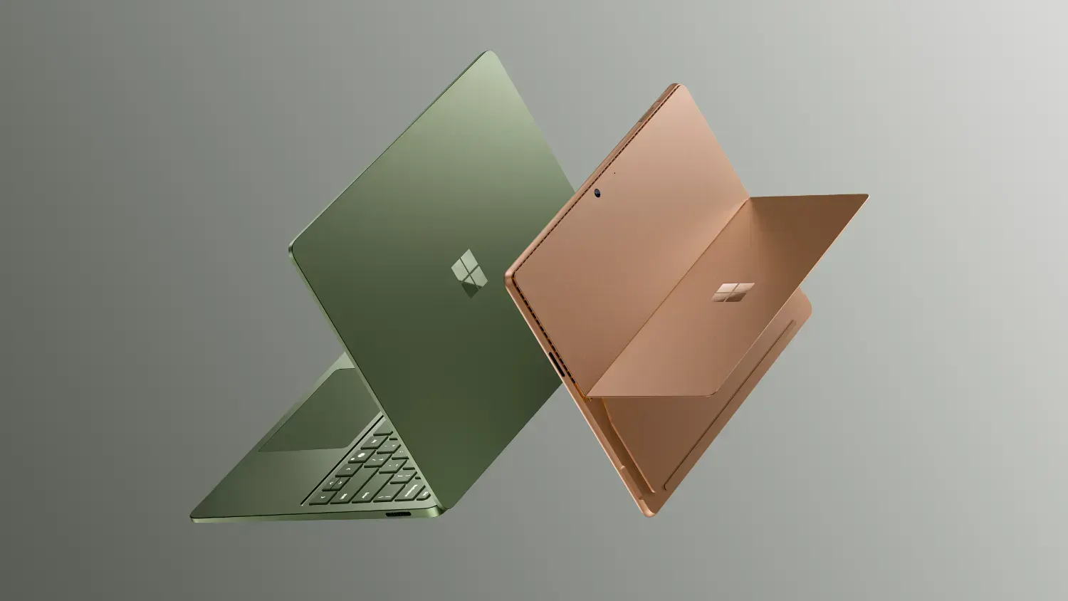 The new Surface Pro and Surface Laptop on a grey background