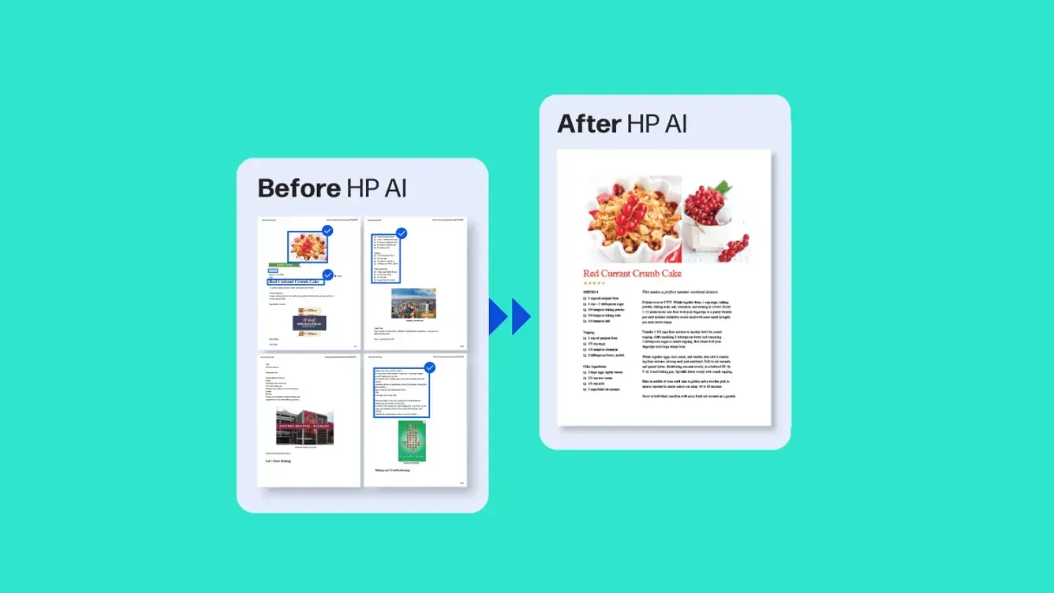 An example of what HP AI does on two sheets of paper