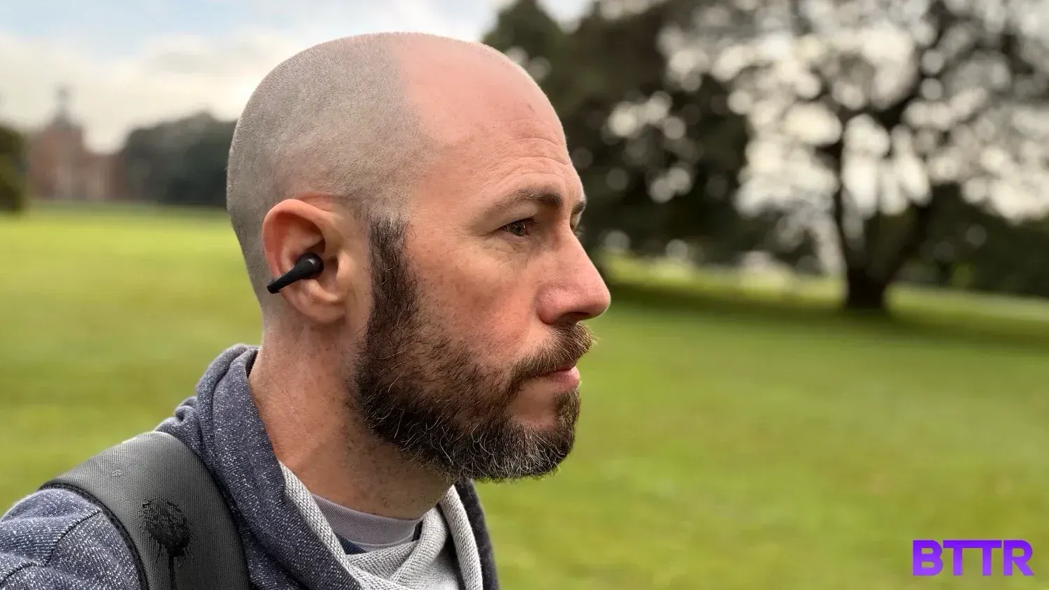 Walking outdoors while wearing the Opendots 2