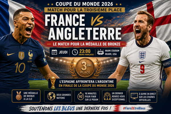 France – Angleterre : pronostic, cotes, compositions probables et heure du coup d'envoi | Match pour la troisième place de la Coupe du Monde 2026