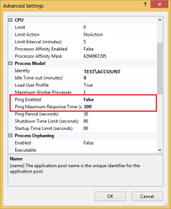 Application Pool Advanced Settings