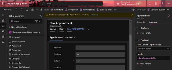 How to show document tab for model-driven forms