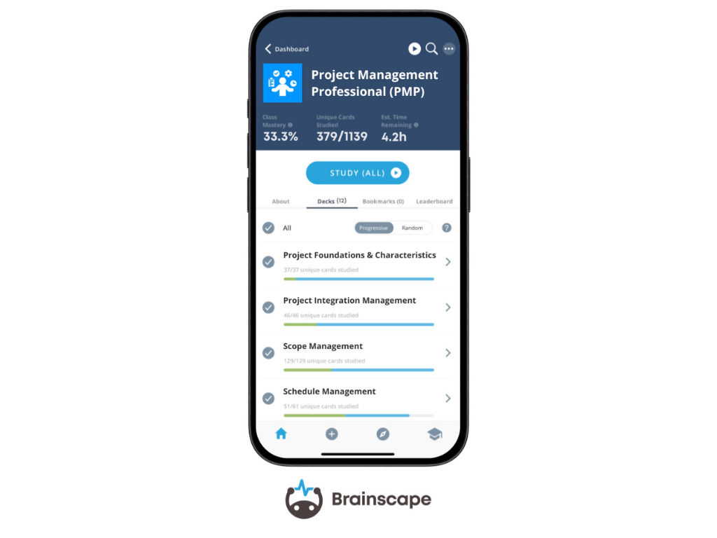 Brainscape PMP study flashcards mobile Brainscape PMP study flashcards mobile