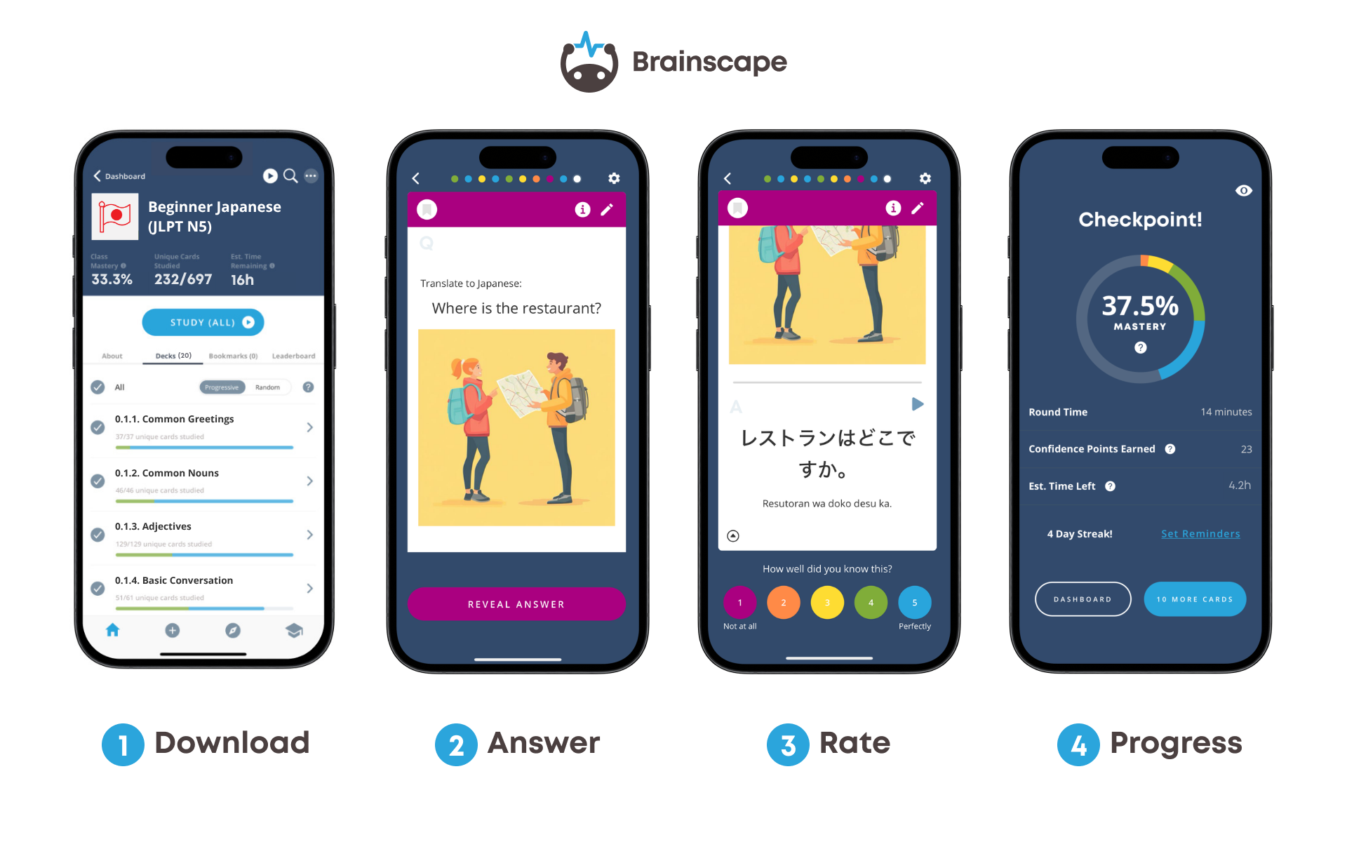 Beginner Japanese flashcard app Brainscape