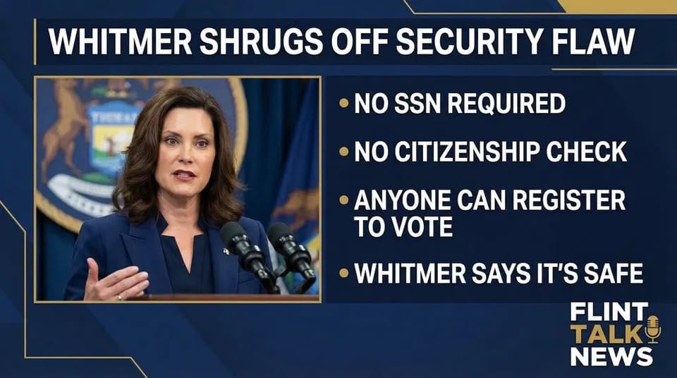 Whitmer faces questions after Michigan website allows benefit applications and voter registration without Social Security verification