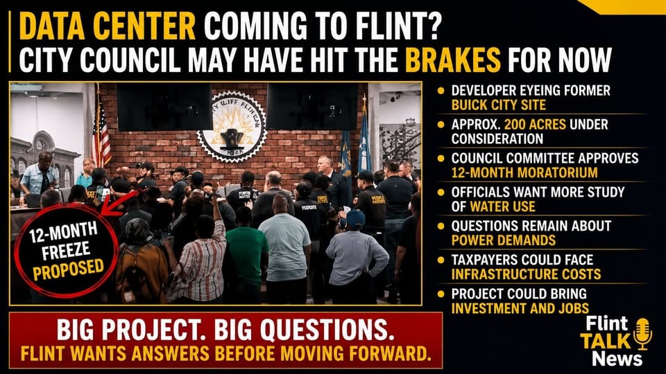 Data Center Coming to Flint? City Council May Have Hit the Brakes for Now.