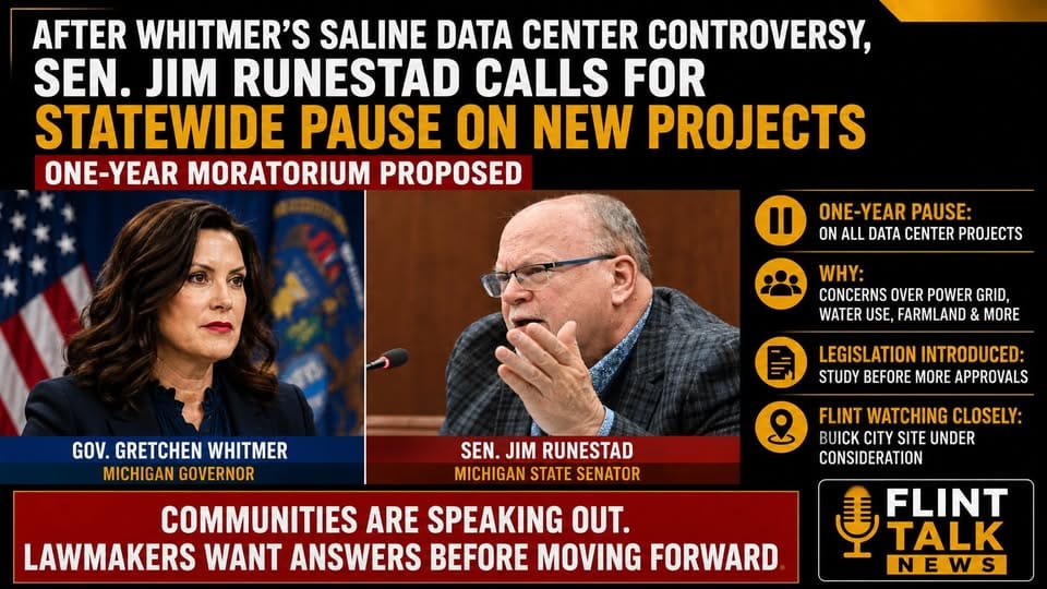 After Whitmer's Saline Data Center Controversy, Michigan Lawmaker Calls for Statewide Pause on New Projects