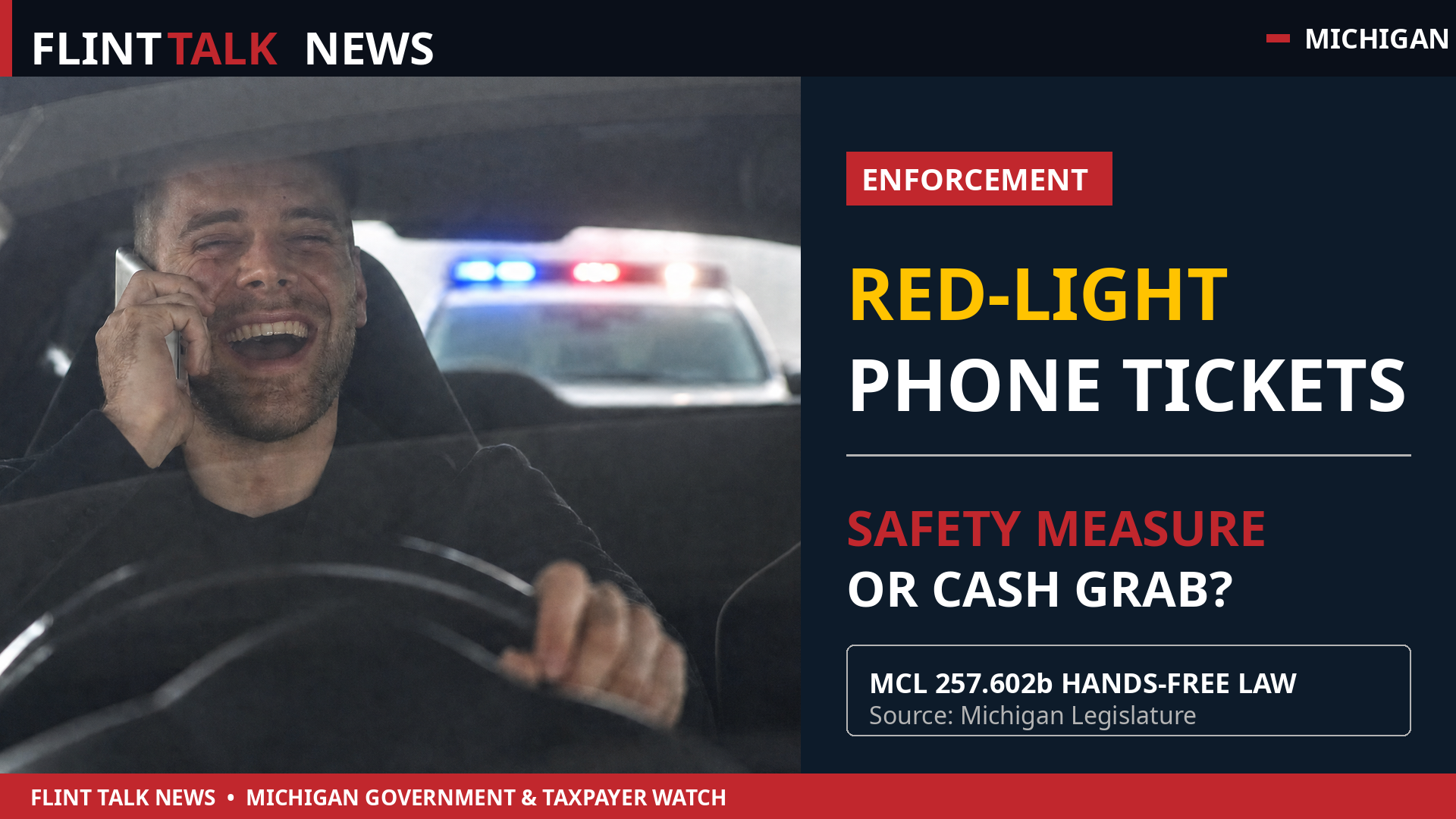 Michigan Can Fine You $100 for Holding Your Phone at a Red Light. Is It About Safety or Money?