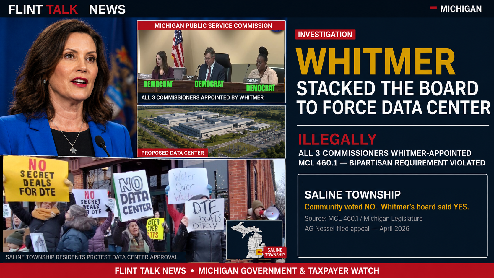 Whitmer Appointed All Three Members of Board That Approved Saline Data Center Over Local Opposition