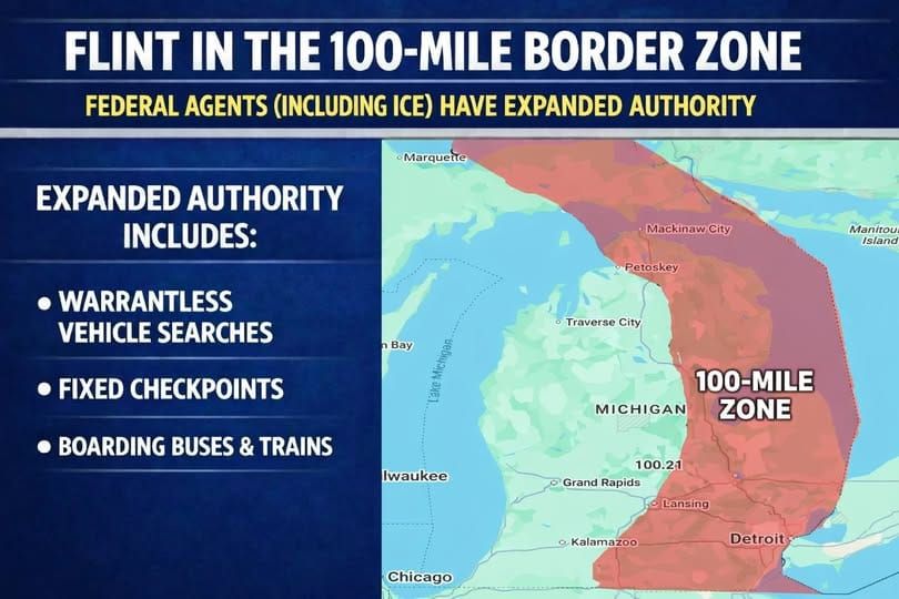 Genesee County Inside Federal 100 Mile Border Zone With Expanded ICE and CBP Authority