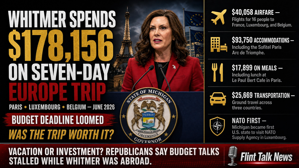 Whitmer and 15 Others Spent $178,156 on Seven-Day Europe Trip as Budget Deadline Loomed