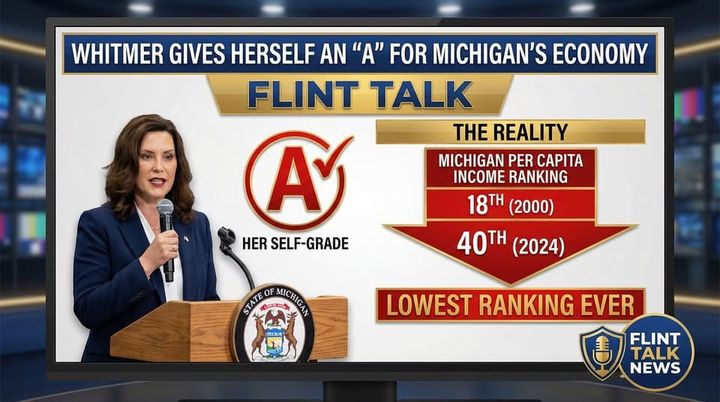 Whitmer Gives Herself an "A" for Making Michigan a Place to Live and Work—While State Plummets to 40th in Per Capita Income