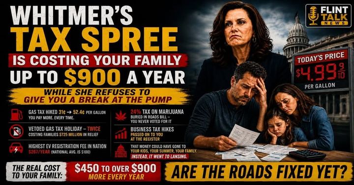 Whitmer’s Tax Spree Is Costing Your Family Up to $900 a Year While She Refuses to Give You a Break at the Pump