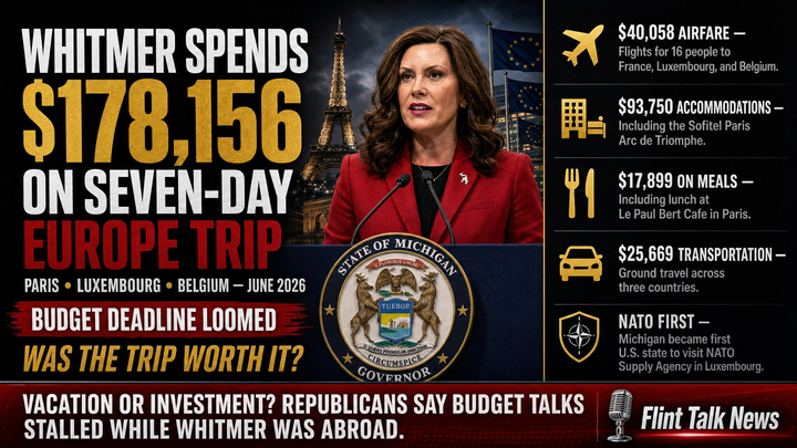 Whitmer and 15 Others Spent $178,156 on Seven-Day Europe Trip as Budget Deadline Loomed