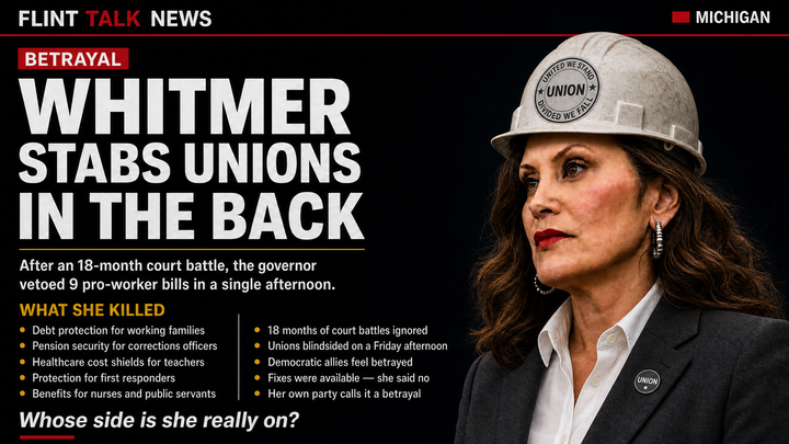 Whitmer Vetoes 9 Pro-Worker Bills, Union Leaders Say They Were 'Stabbed in the Back'