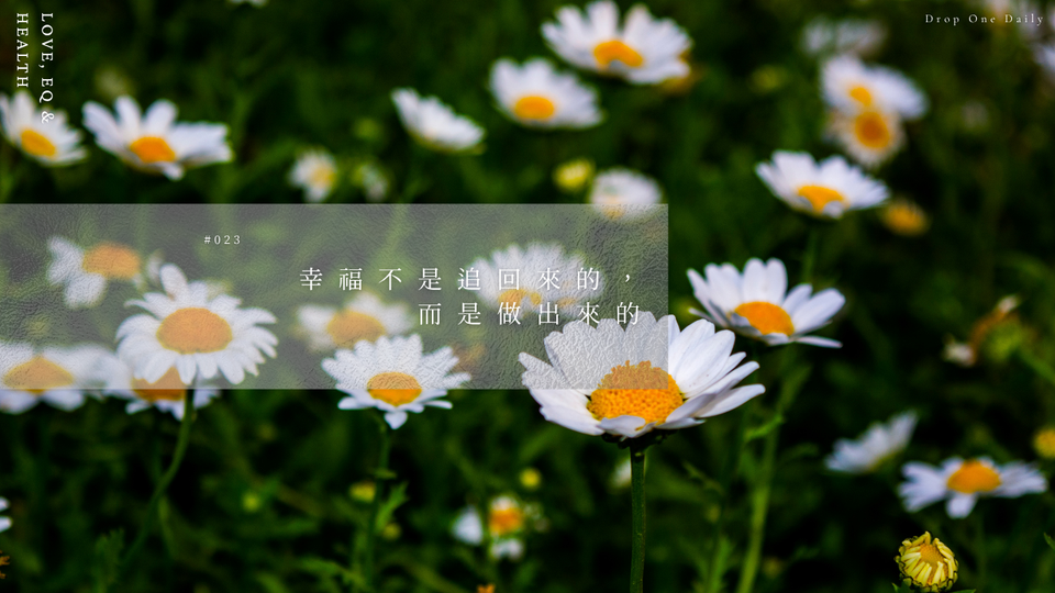 週三 #023 ｜幸福不是追回來的，而是做出來的
