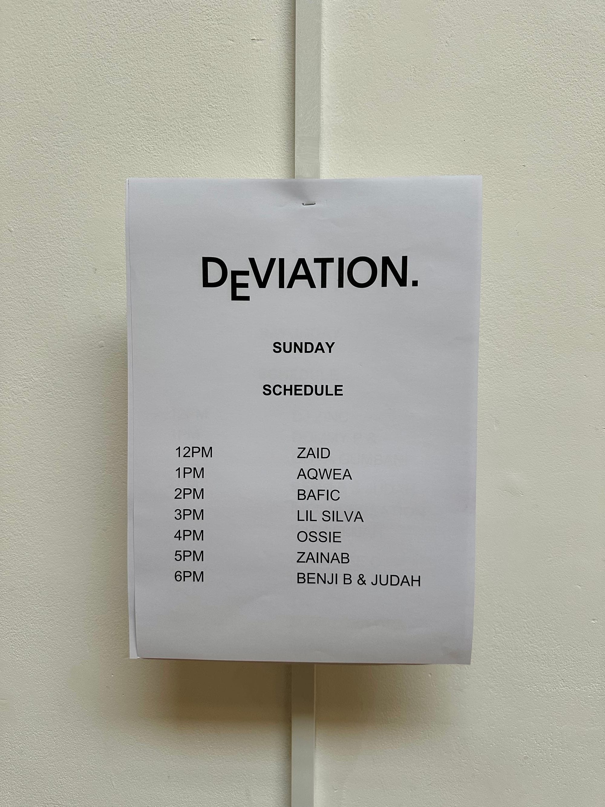 Deviation Sunday set list.
