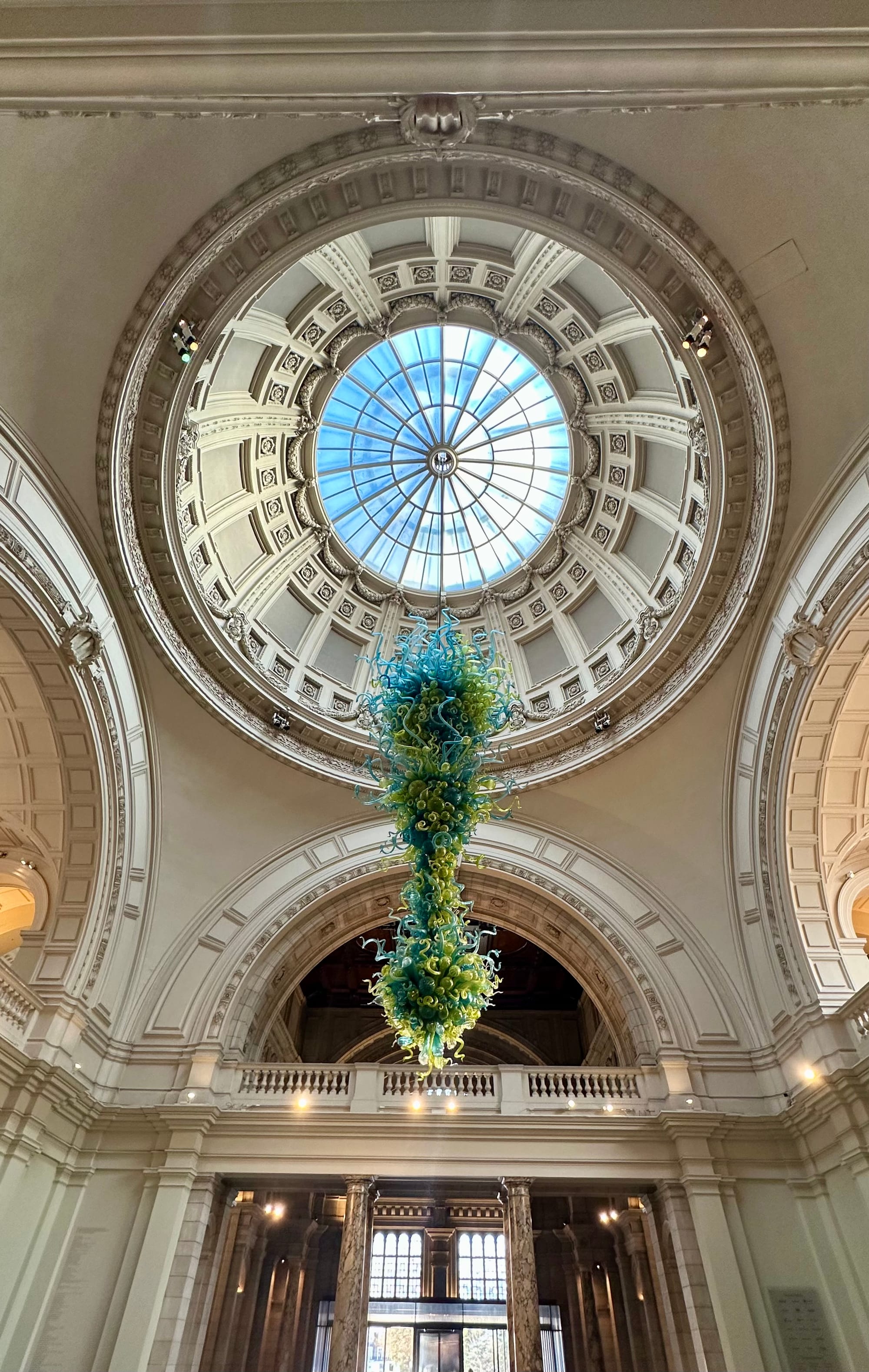 Looking up inside the main entrance of the V&A Museum, Kensington.