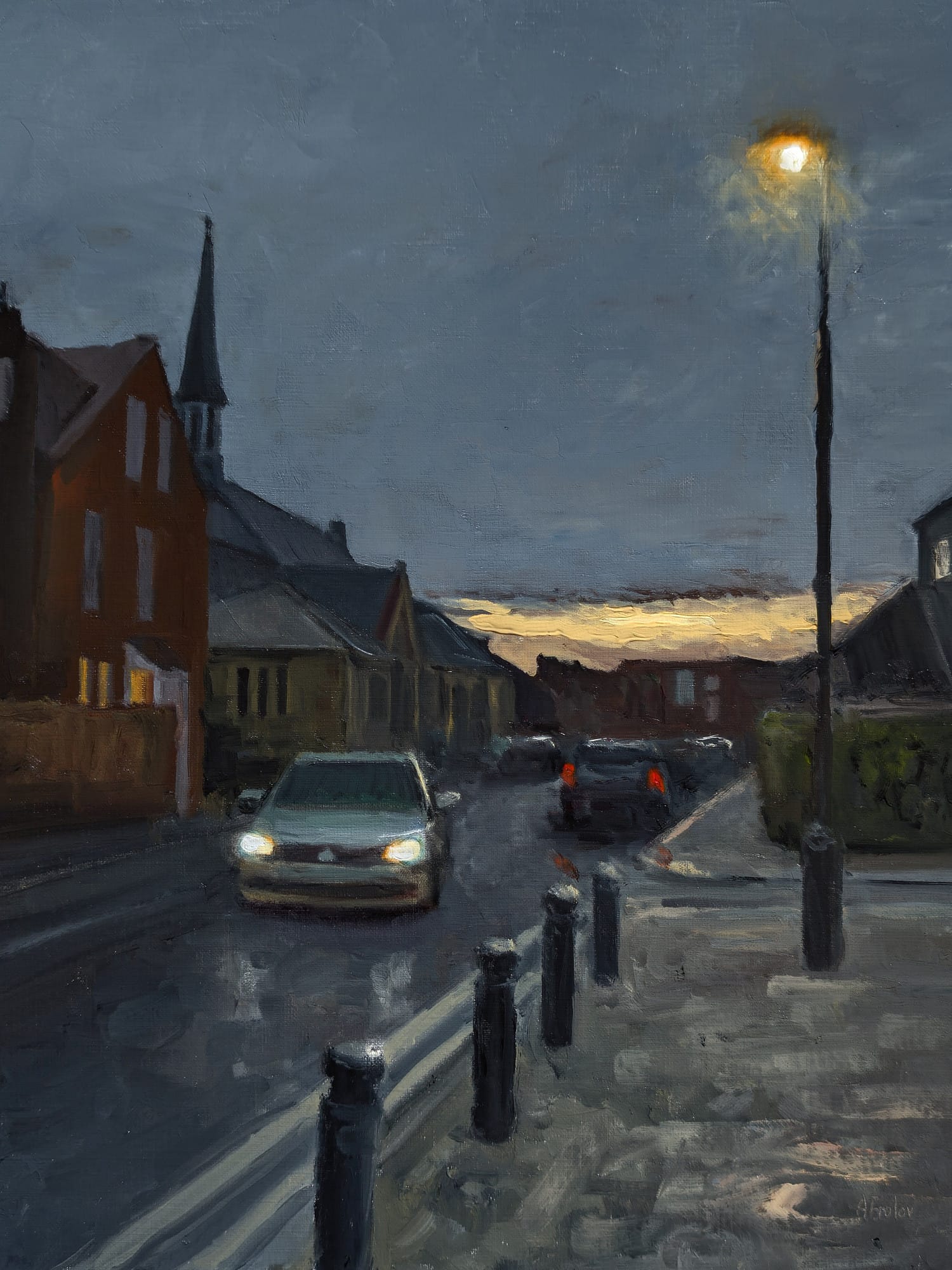 An oil painting called Evening by Andrii Frolov.