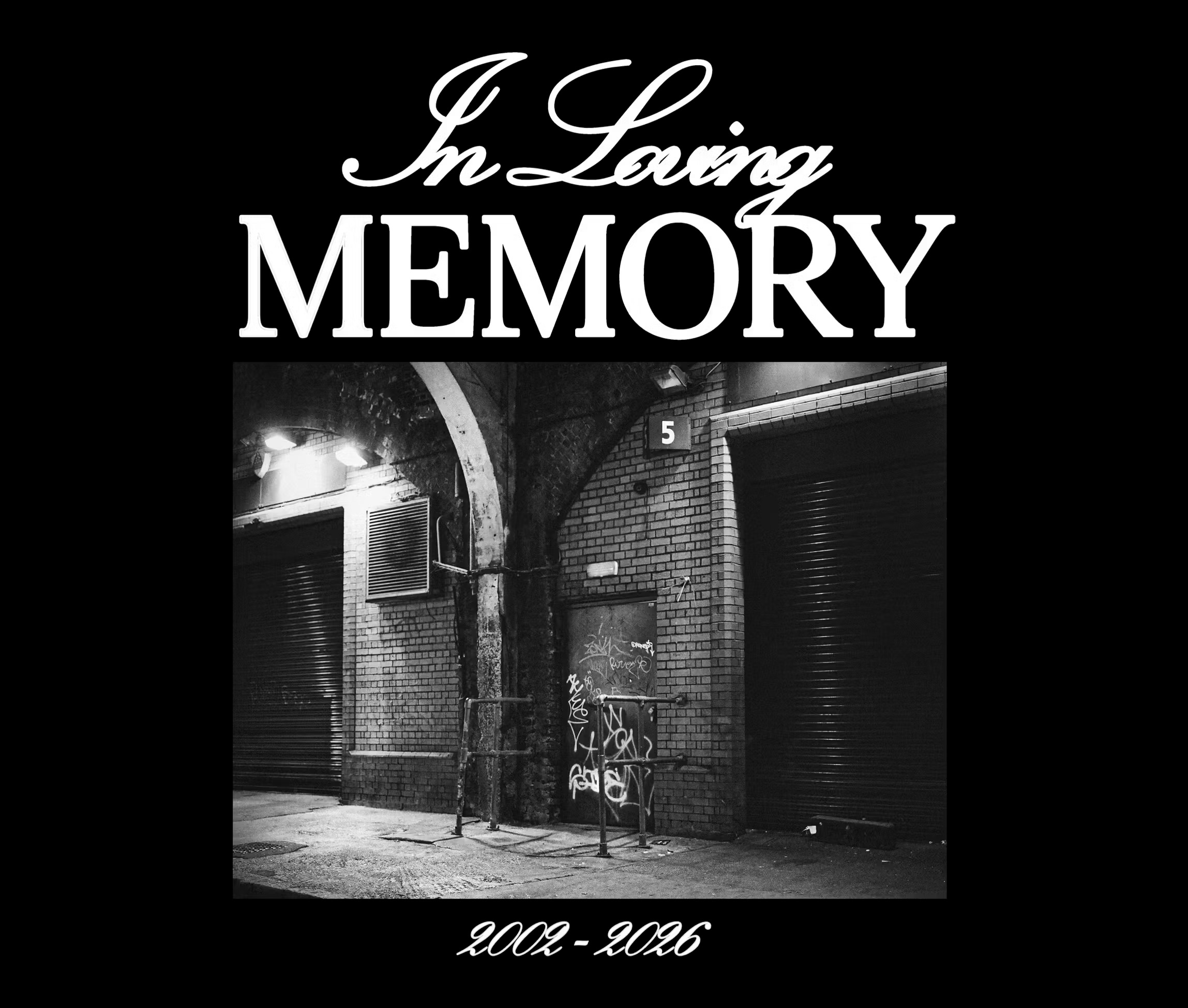 In Loving Memory of Corsica Studios in Elephant & Castle, which closed earlier this year.