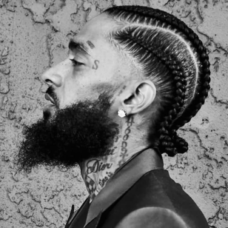 Side profile photo of Nipsey Hussle.