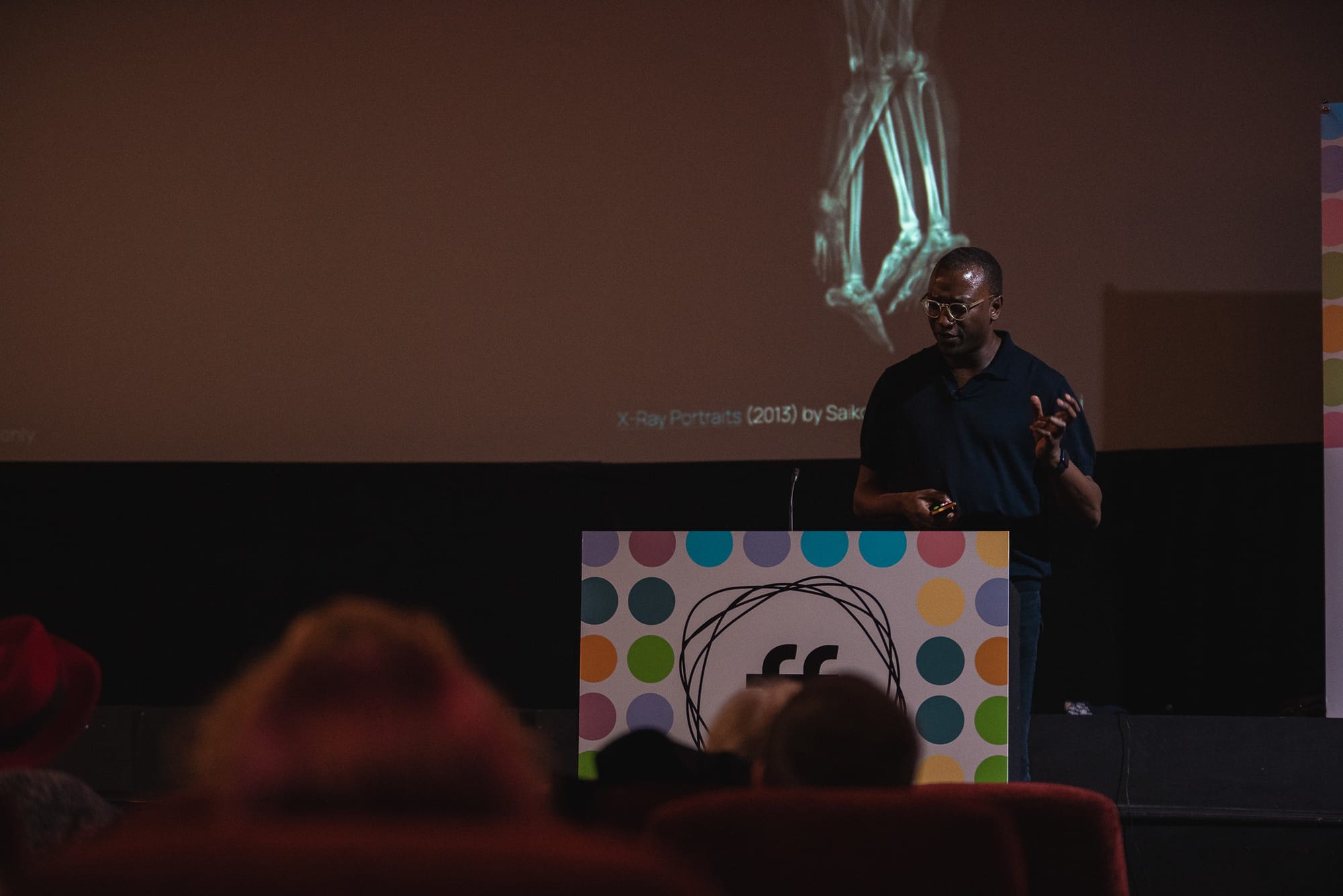 Michael Kibedi speaking at ffconf, 2024.