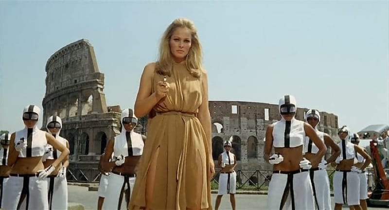 Still from La Decima Vittima, showing Ursula Andress.
