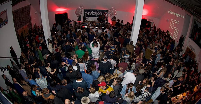 Photo taken showing the dance floor at Deviation's 5th birthday party.