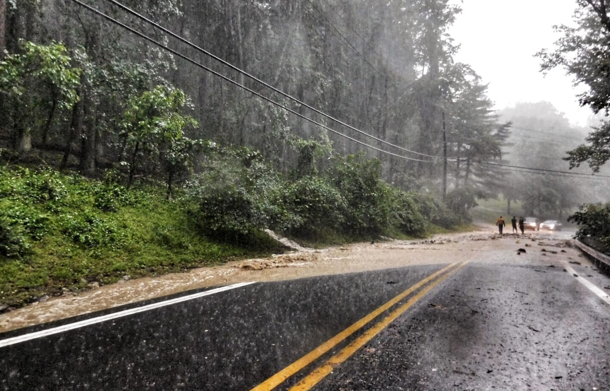 Flooding due to heavy rain on Ilchester Road, Ellicott City, Maryland.  The road was impassable further downstream at the Patapsco River due to flood waters coming from downtown Ellicott City.  2018