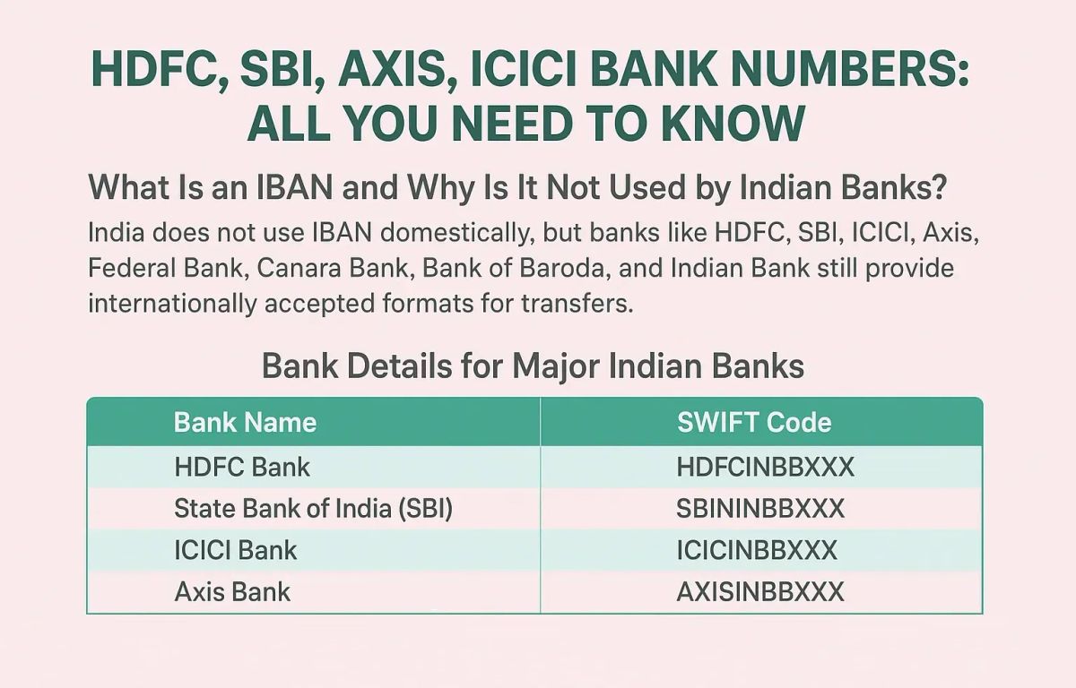 HDFC, SBI, Axis & ICICI IBAN Numbers