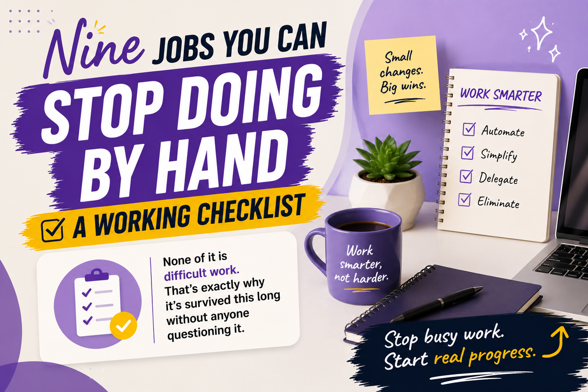 Nine jobs you can stop doing by hand — A Working Checklist