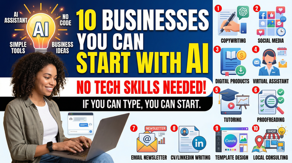 10 Businesses You Can Start With AI — Even If You're Not Technical At All
