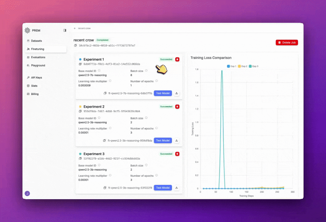 Prem AI development platform – launch up to 6 concurrent training data experiments