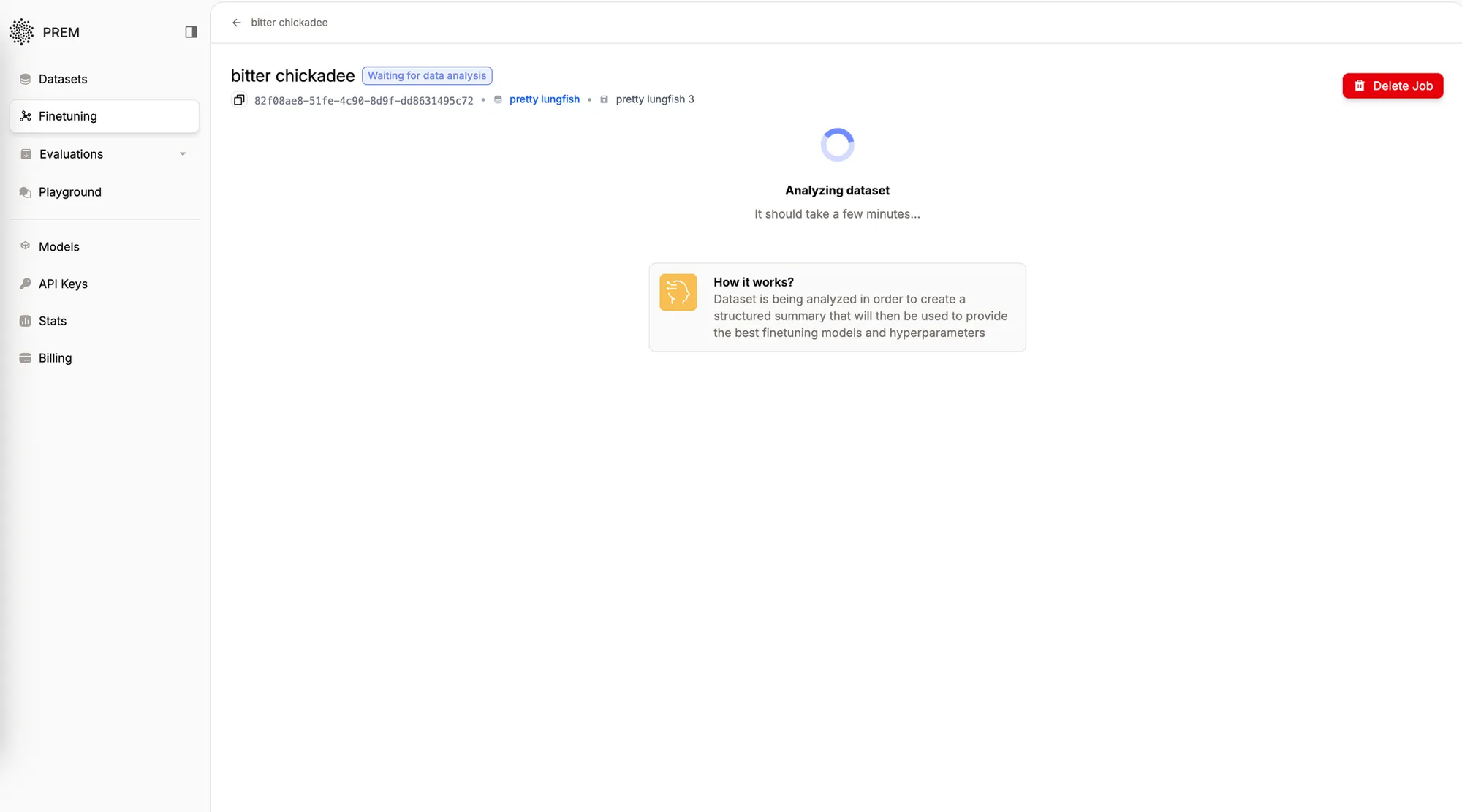 Dataset analysis in progress for finetuning job