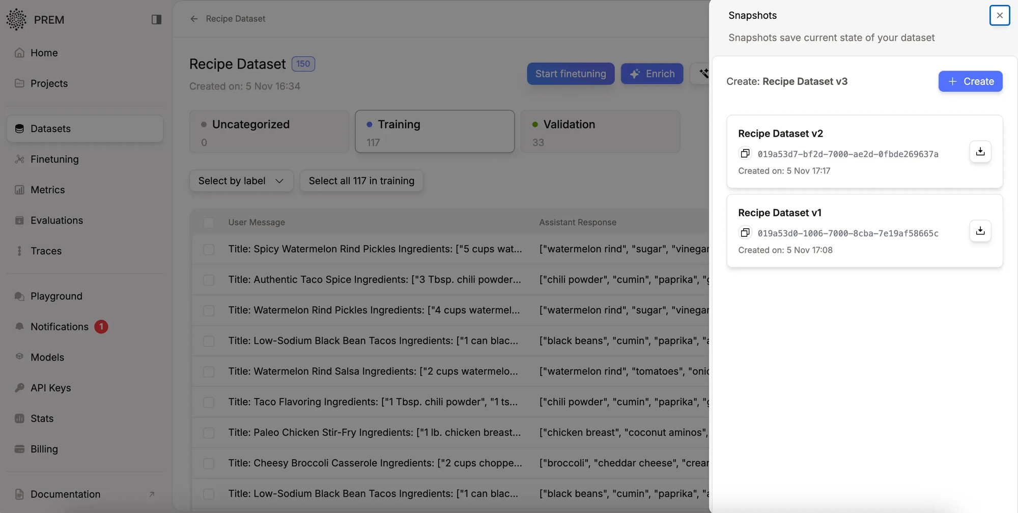 Dataset versioning provides version control for training data