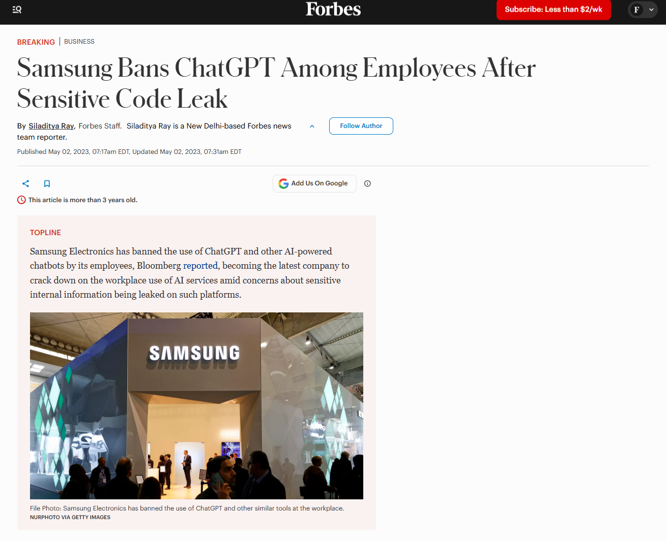 Samsung's ChatGPT data leak highlighted the need for secure enterprise AI infrastructure.