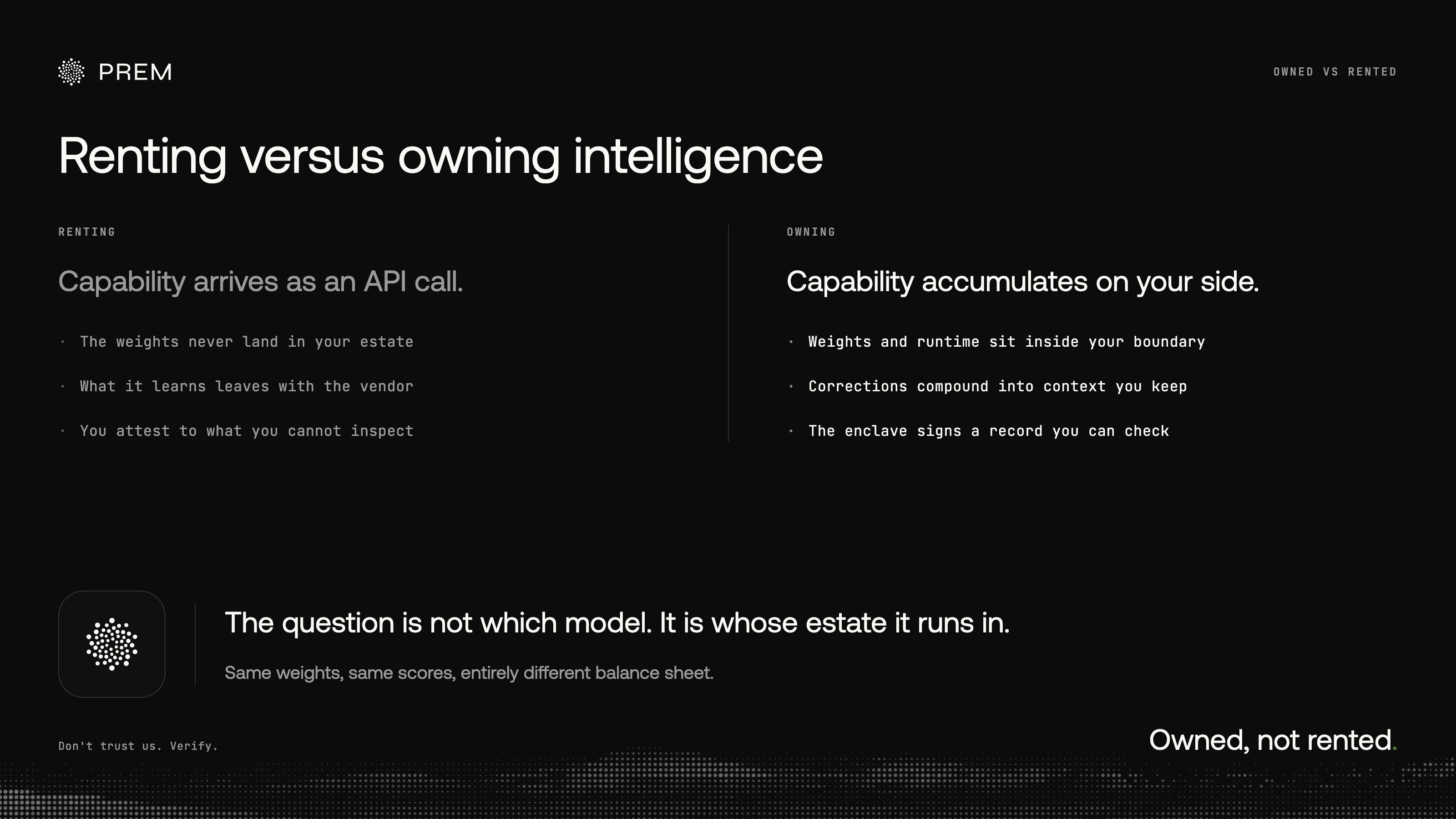 Renting AI offers convenience, while owning AI infrastructure provides greater control, privacy, and long-term strategic value. 