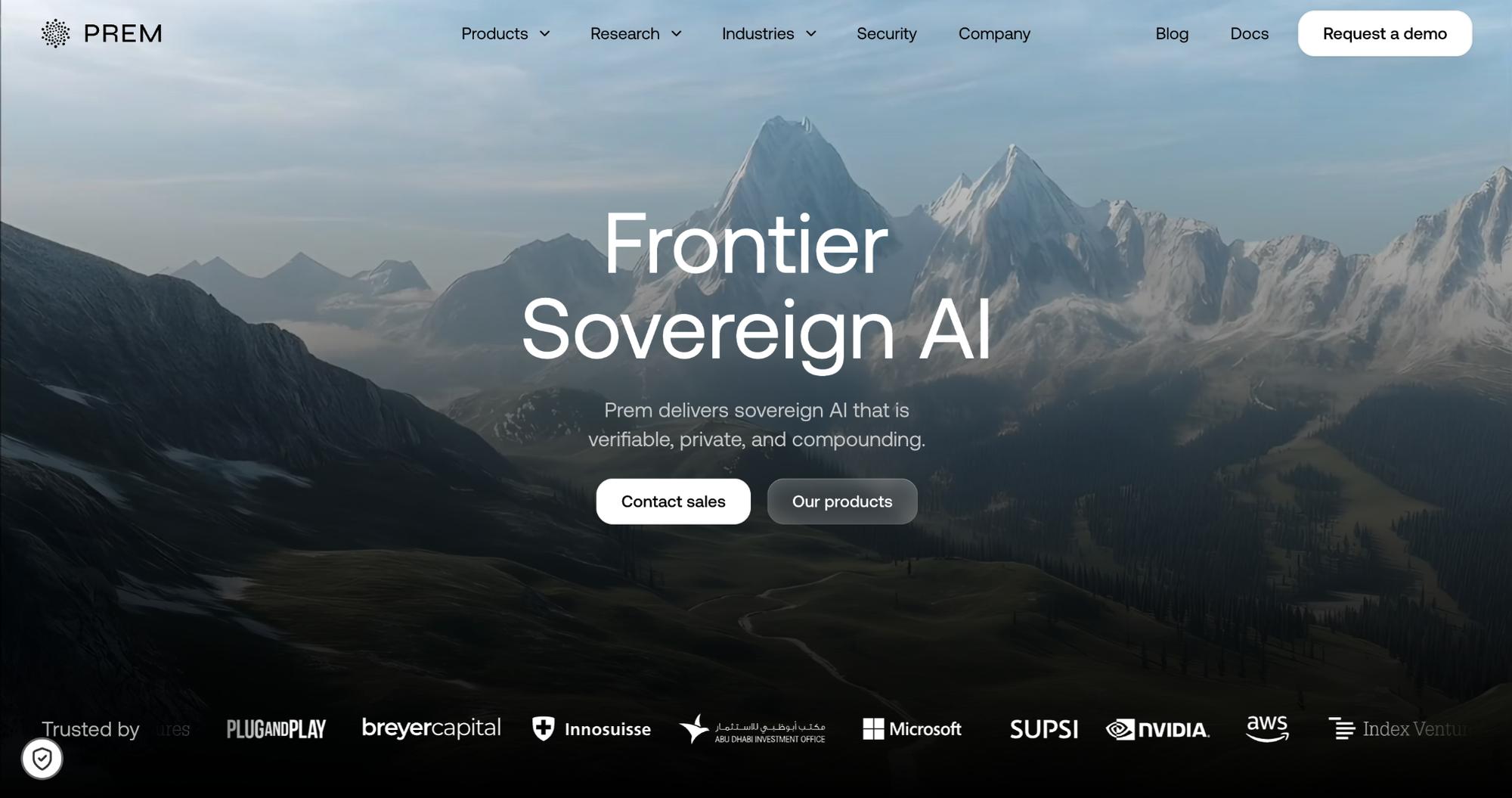 Prem AI, Frontier Sovereign AI platform, emphasizing private, verifiable, and compounding AI for enterprises seeking greater control over AI infrastructure, LLM token cost, and long-term deployment expenses.