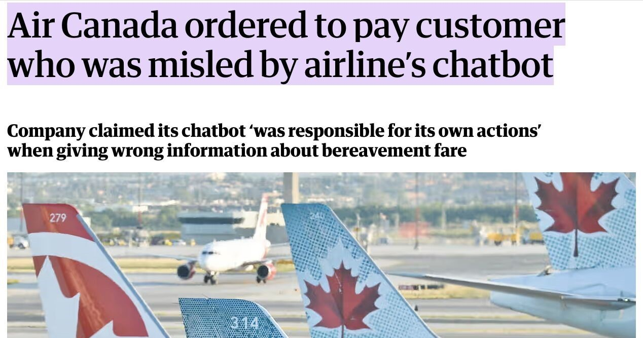 Air Canada chatbot case highlights enterprise AI liability for hallucinated information.
