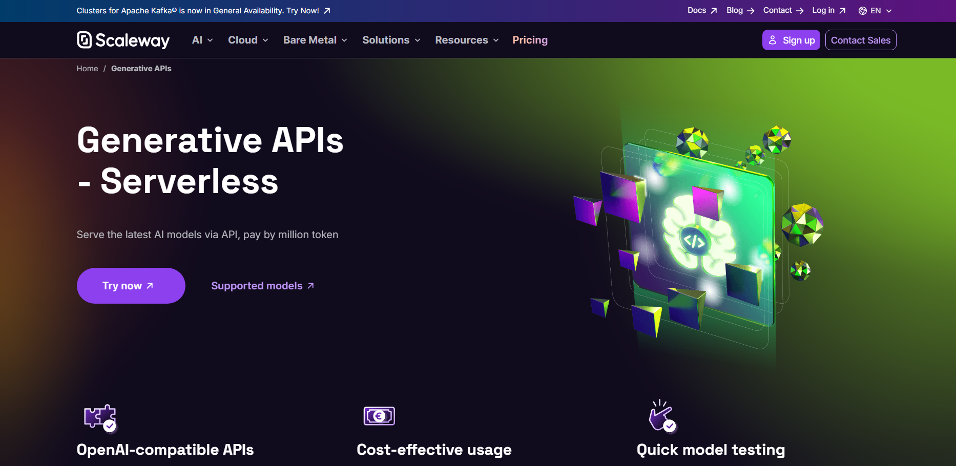 Scaleway Generative APIs with zero data retention for enterprise AI workloads