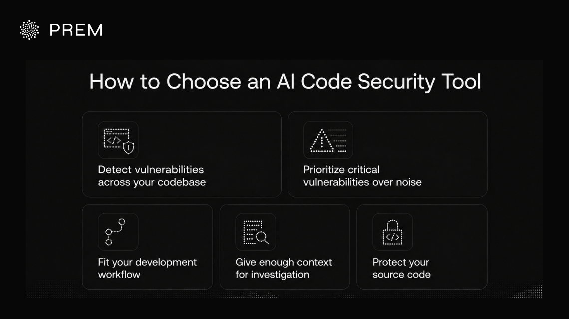 Key factors enterprises should consider when choosing an AI code security tool, from detecting and prioritizing vulnerabilities to protecting source code and supporting existing development workflows