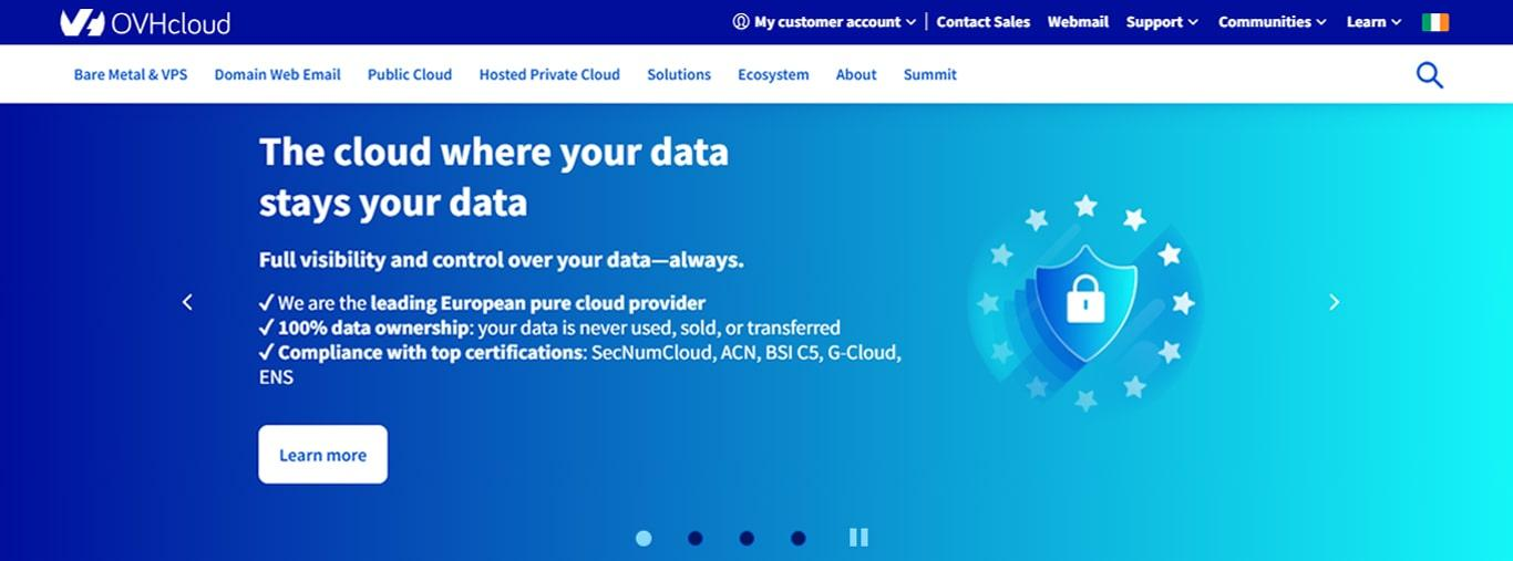 OVHcloud AI Endpoints homepage, a zero-retention, OpenAI-compatible EU LLM API from Europe's sovereign cloud provider.