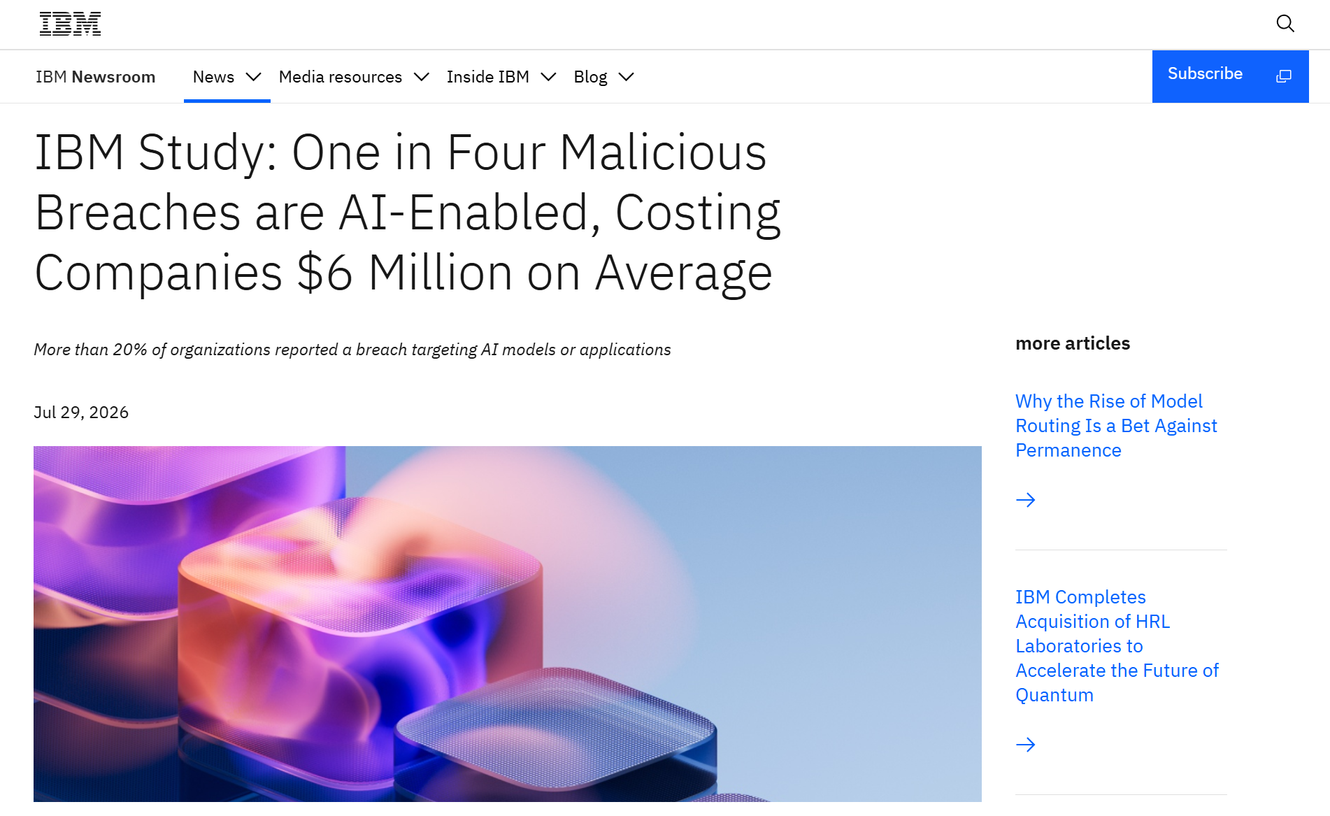 IBM’s 2026 research reports an average cost of $6 million for malicious AI-enabled breaches.