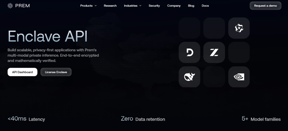Enclave API by Prem AI provides private AI inference through a secure API with client-side encryption and cryptographic attestation.