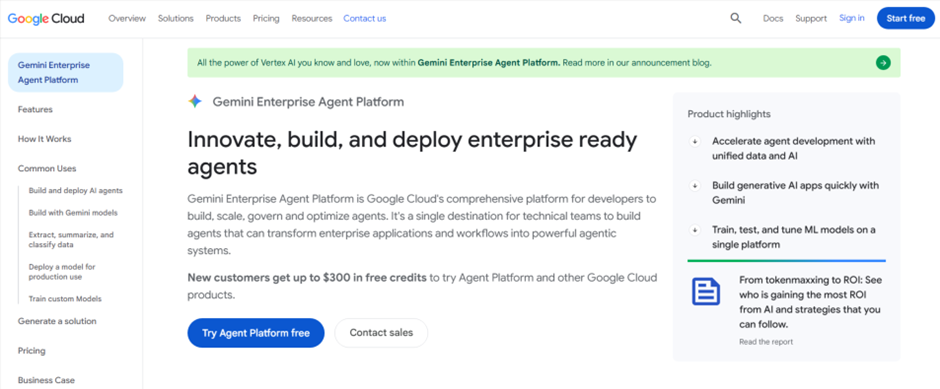 Google Cloud Gemini Enterprise Agent Platform architecture for enterprise generative AI workloads.