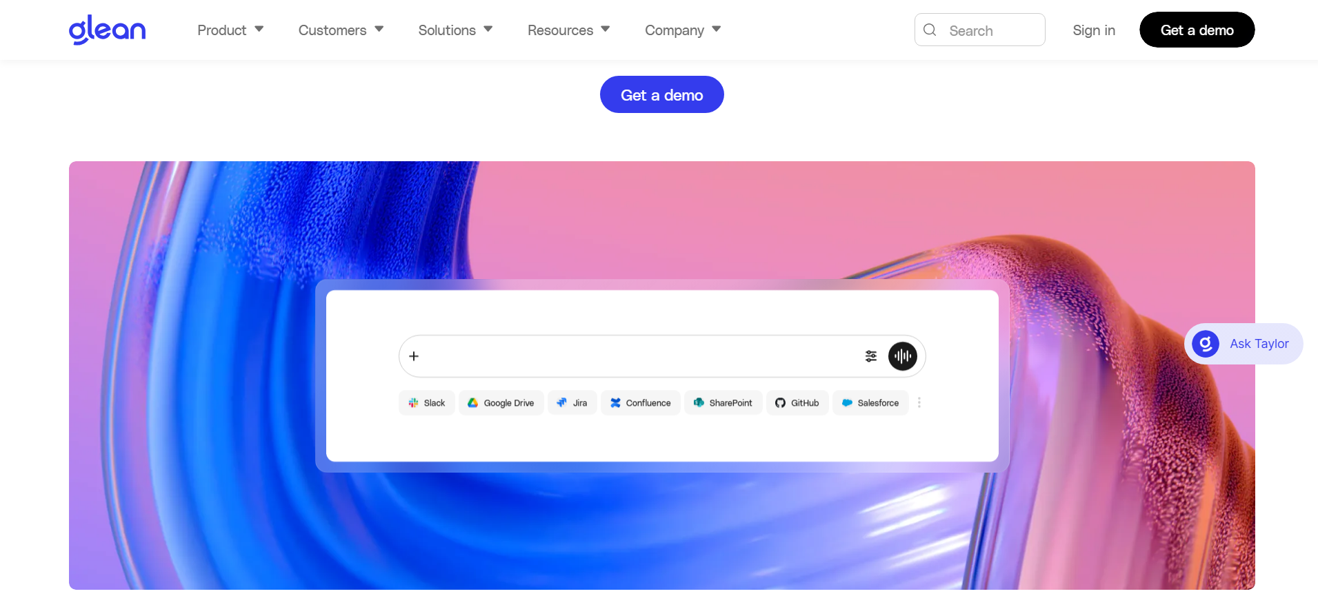 Glean, a cloud-native AI enterprise search platform with an enterprise knowledge graph.