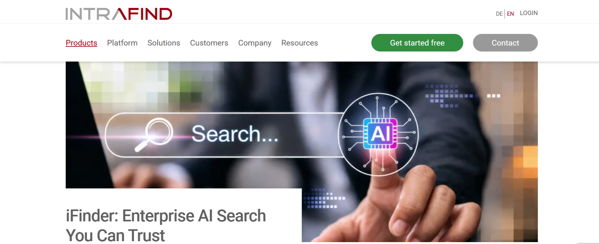 IntraFind iFinder, an on-premise AI enterprise search engine built for data sovereignty.