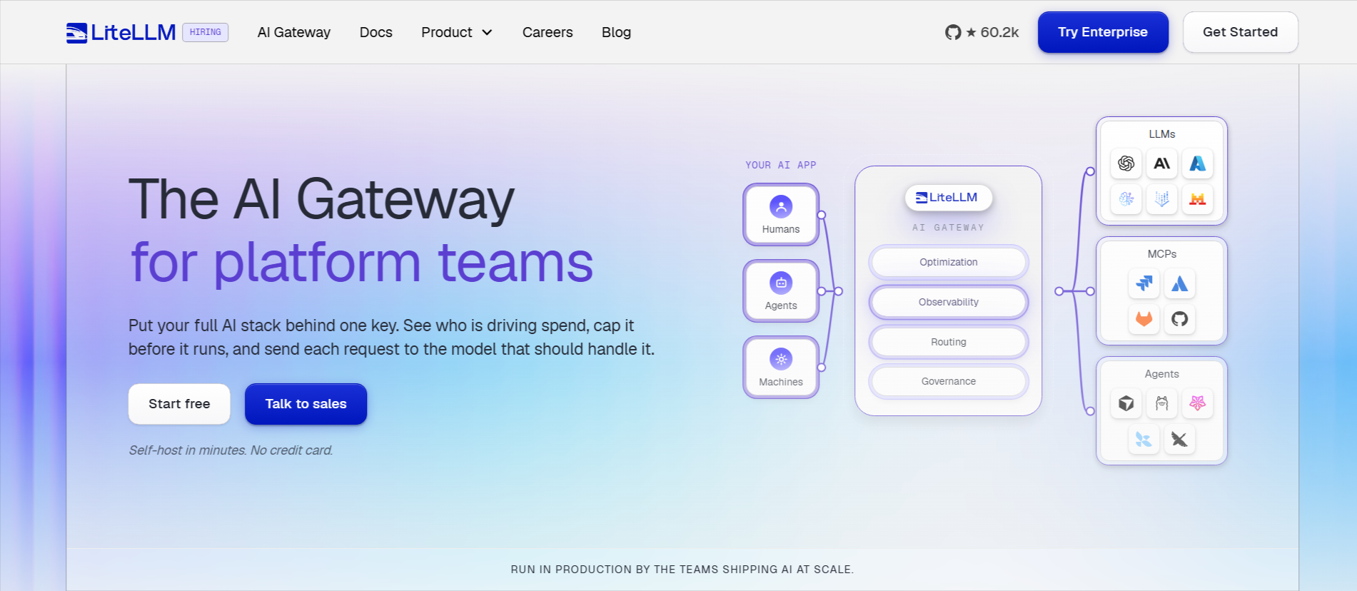 LiteLLM, a leading open source AI gateway connecting humans, agents, and machines to top LLM providers.