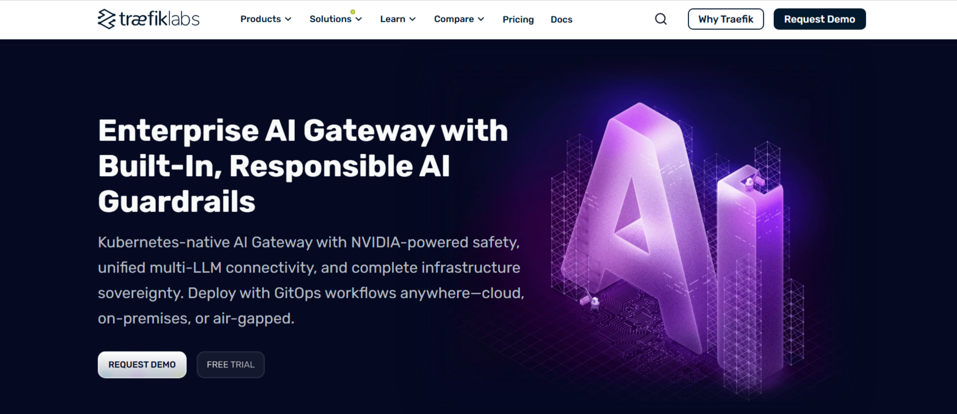 Traefik Labs' AI Gateway, a leading Kubernetes-native option with built-in responsible AI guardrails.